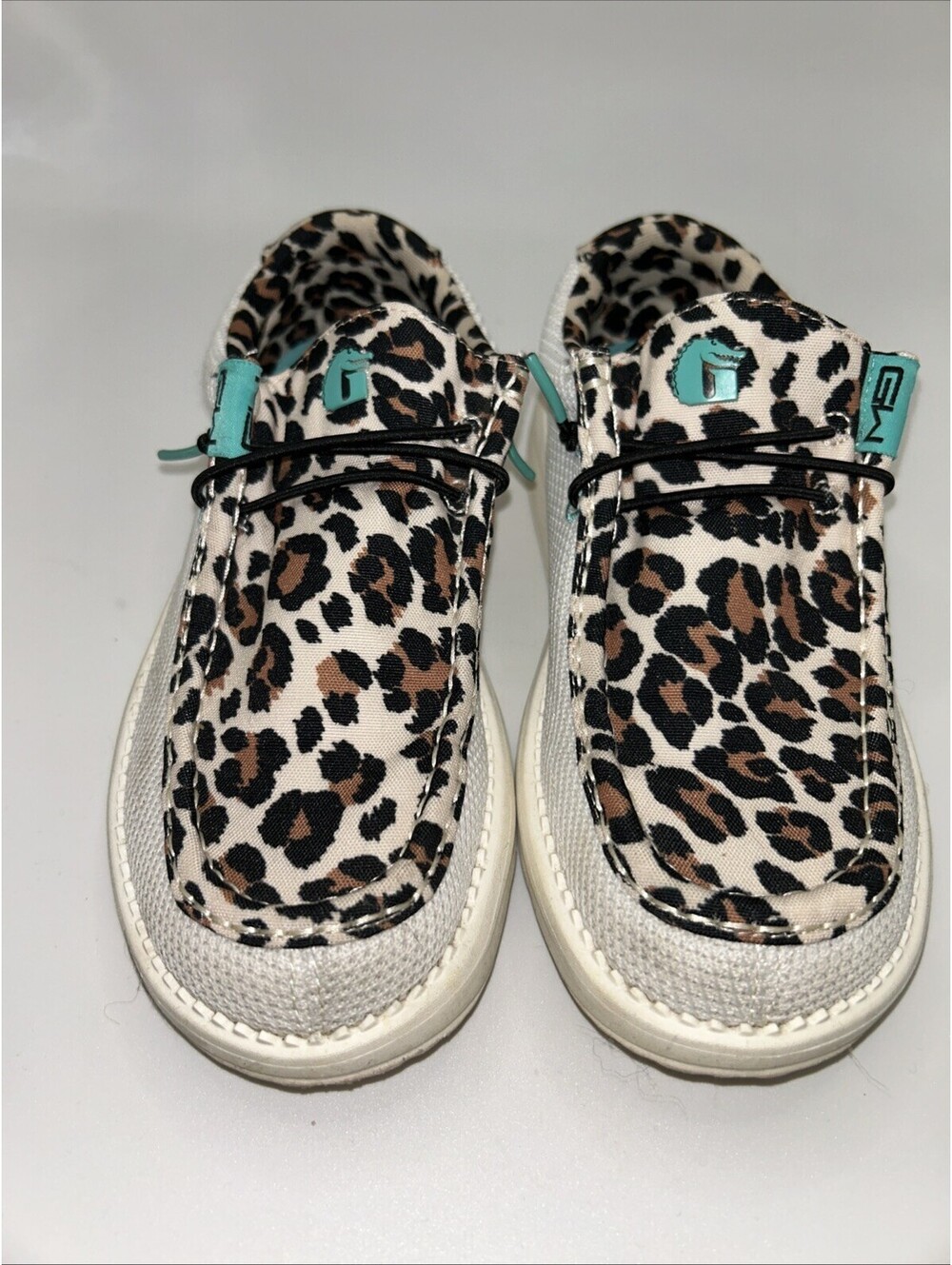 Gator Waders Camp Shoes Womens 7 Leopard Aqua Turquoise Slip On Lightweight